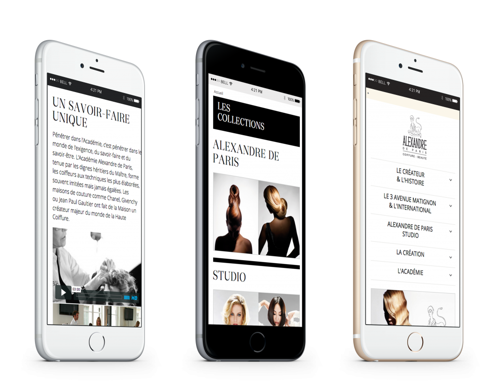 Version mobile du site alexandre de paris coiffure